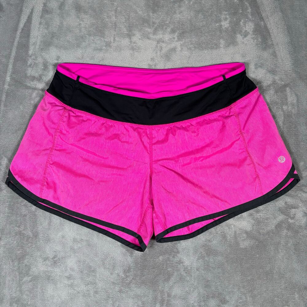 Lululemon Turbo Run Short Paris Pink Black Lined Running Shorts Women’s Size 8